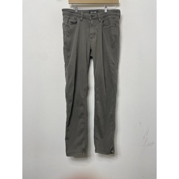 Du/er Mens 33x30 Green Gray Denim Jeans N2X Slim Stretch - Picture 2 of 10